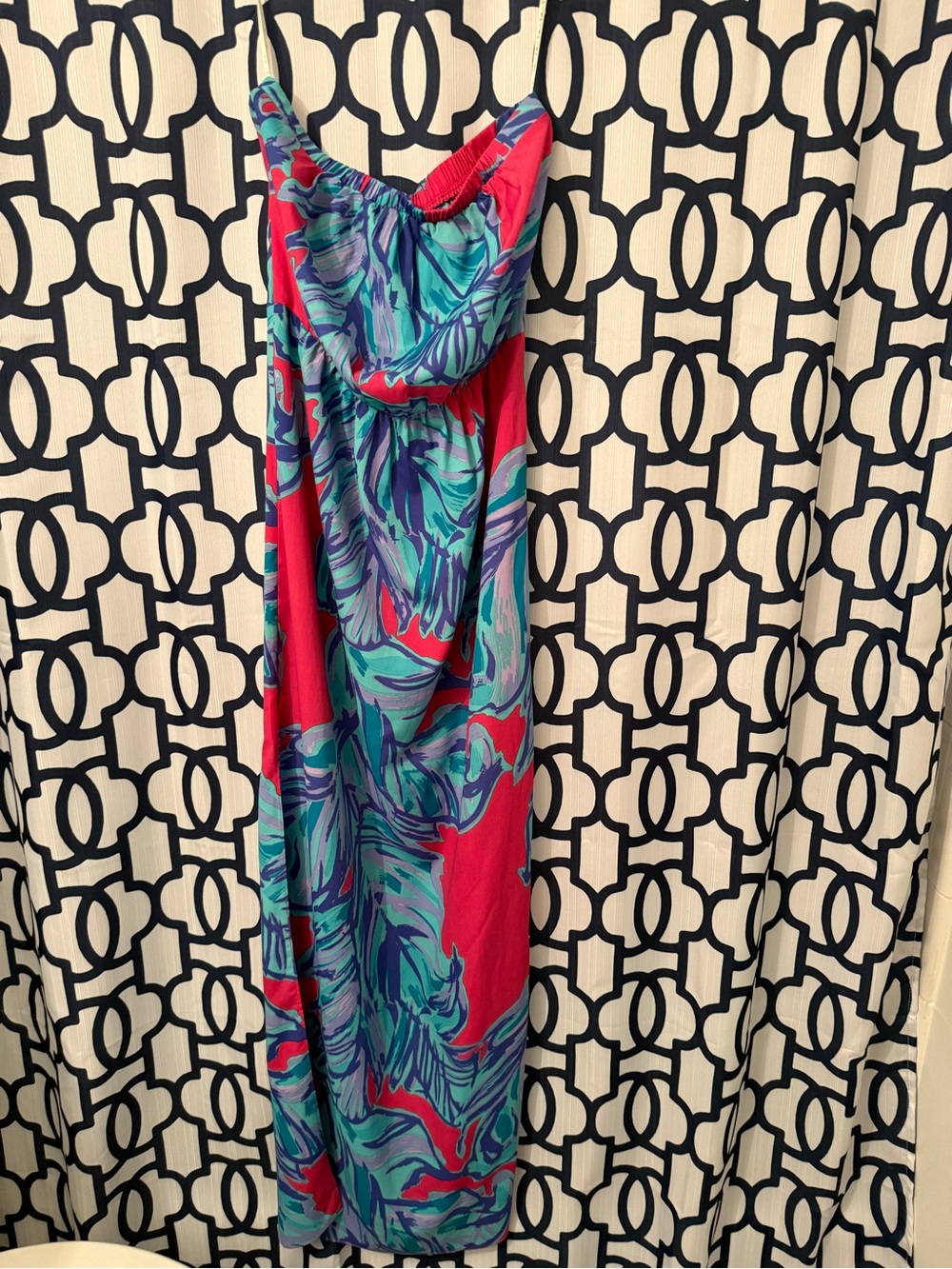 Lilly Pulitzer Strapless Tropical Print Maxi Dress - pink, Teal, lilac